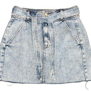 PacSun Blue A-line Mini Skirt with Tie Front
